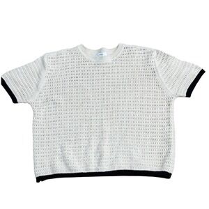 M&S (Ecru) Short Sleeve Knit Sweater Women Size L